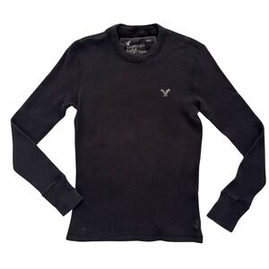 American Eagle Outfitters Mens Black Thermal Long Sleeve Shirt XS TP Circa 2009